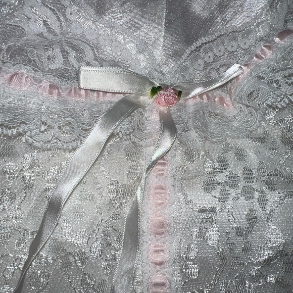VTG  Tosca of California Pink Rose Satin Lace Teddy Bodysuit Small Snap Bottom - Picture 15 of 15